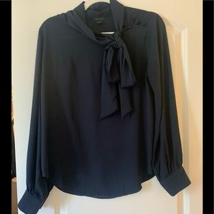 Navy side tie blouse from Ann Taylor